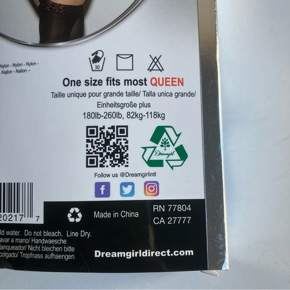 Dreamgirl Rose Lace Gartered Bodystocking One Size Queen Sheer Lace Up Lingerie - Picture 7 of 11